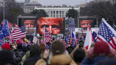 U.S. President Donald Trump at a Jan. 6 rally in the Capitol hours before the uprising in which thousands of his supporters stormed the White House.