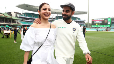 Kohli with wife Anushka Sharma after the Sydney Test in 2019.