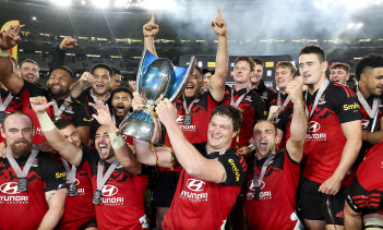 The Crusaders celebrate another Super Rugby title.
