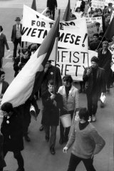 Anti-Vietnam War demonstrators in Melbourne on July 4, 1968.