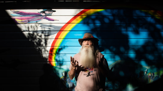 The Nimbin Aquarius Festival known by some as Australia’s Woodstock, notorious for its nudity, cannabis use and radical politics, will celebrate its 50th anniversary this month. 
Aquarius Festival director Graeme Dunstan pictured in Nimbin.