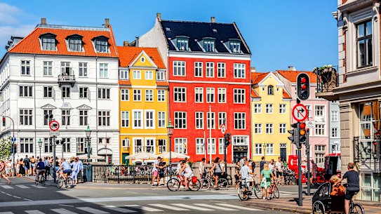 Copenhagen’s Nyhavn port features colourful medieval houses.