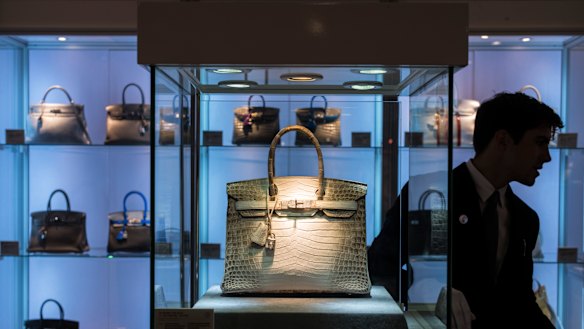 The holy grail of handbags: This  Birkin in matte Himalayan crocodile leather sold for $US437,330 at Christie’s auction in Hong Kong in November 2020.