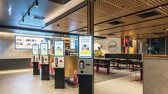 McDonald's outlets will have a more modern look with digital kiosks, a mobile app ordering capability and dual drive-through lanes.