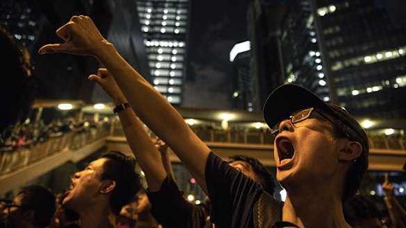 Protesters call on Hong Kong's chief executive, Carrie Lam, to resign.