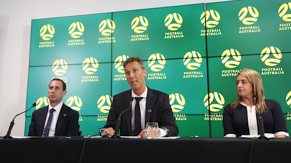 FA chairman Anter Isaac, new chief executive Martin Kugeler and his new deputy Heather Garriock.