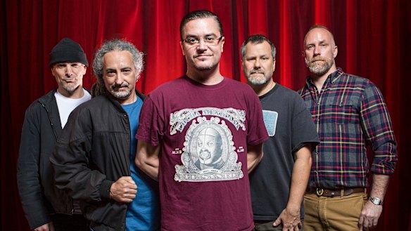 Faith No More (from left) Jon Hudson, Mike Bordin, Mike Patton, Billy Gould and Roddy Bottum. 