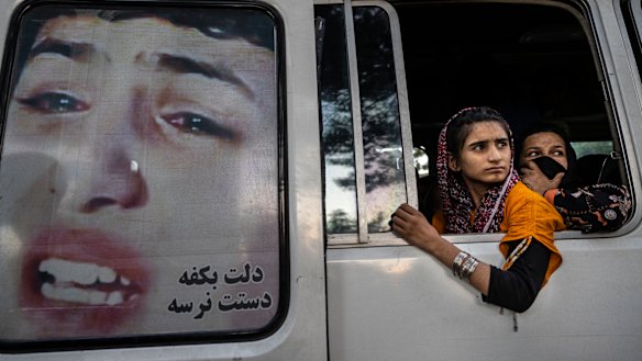 Afghans displaced by the Taliban’s advance in Kabul, Afghanistan