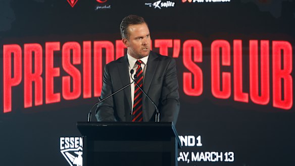 Essendon chairman and former Bomber Andrew Welsh is highly respected at the Hangar.