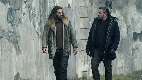 Arthur Curry (Jason Momoa) and Bruce Wayne (Ben Affleck) in Zack Snyder’s Justice League.