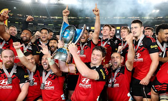 The Crusaders celebrate another Super Rugby title.