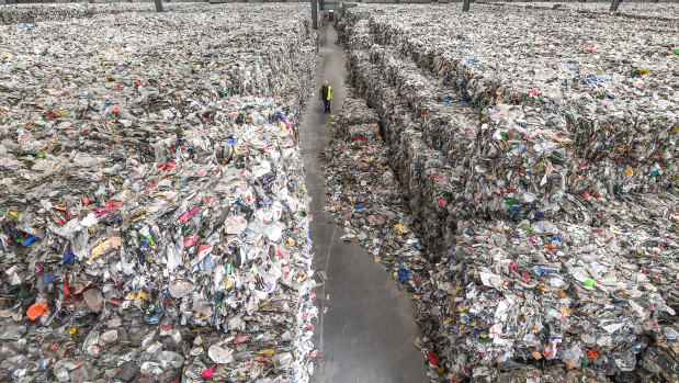 Piles of recycling stockpiled by SKM