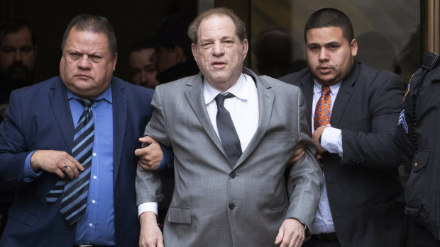 Weinstein leaves court following a bail hearing last Friday.