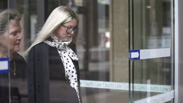 Elaine Stead, who is suing AFR columnist Joe Aston, arrives at the Supreme Court.