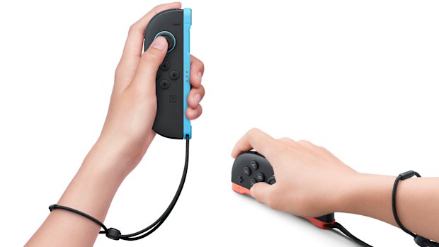 The Joy-Con 2 controllers attach magnetically, and can be used like computer mice.