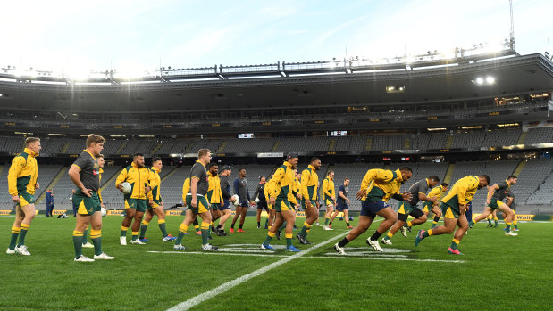 The Wallabies bounced through their captain's run, but no players fronted the media.