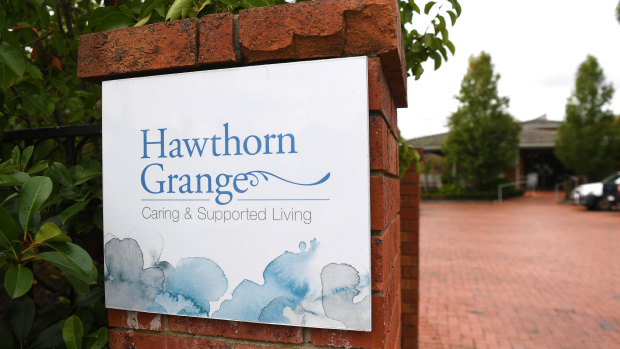 The Hawthorn Grange aged care facility where a coronavirus cluster has emerged. 