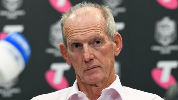 Unamused: Wayne Bennett took exception to questions related to Andrew Gee on Sunday.