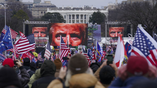 Trump supporters in Washington before the violence erupted at the Capitol.