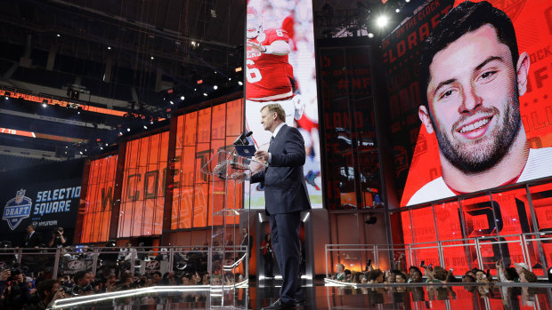 NFL commissioner Adam Goodell speaks after the Browns chose Baker Mayfield at No.1.