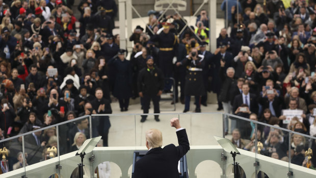 US President Donald Trump speaks at his inauguration on January 20, 2017.