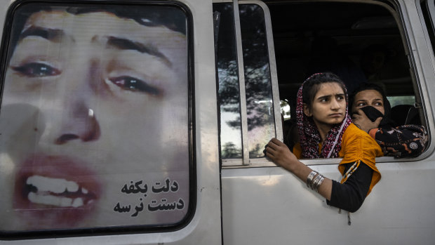 Afghans displaced by the Taliban’s advance in Kabul, Afghanistan