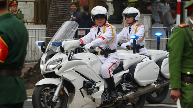 Kim Jong-un’s convoy leaves Melia Hotel Hanoi on Tuesday.
