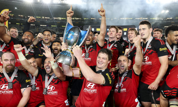 The Crusaders celebrate another Super Rugby title.