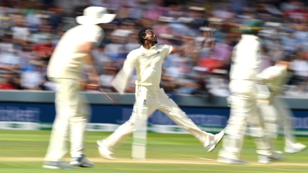 Archer bowls during day four of the second Test at Lord's.
