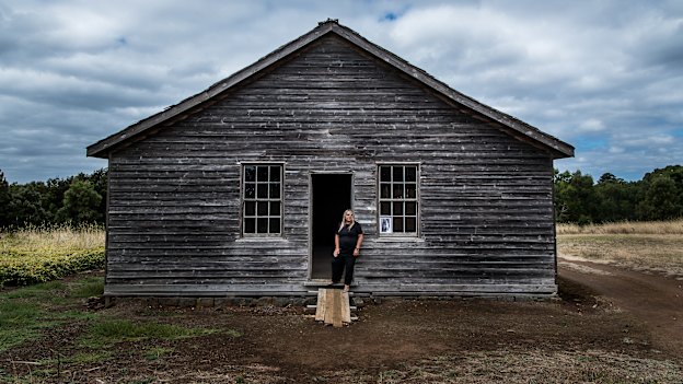 Gunditjmara elder Aunty Donna Wright outside the old dormitory at Lake Condah Mission. Aunty Donna’s mother Eunice Wright and her sister Gloria were stolen while walking home from school to the mission in 1954.