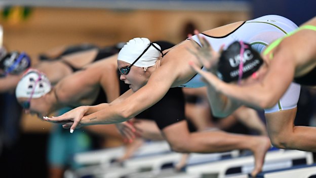 Shayna Jack in action during the heats of the women's 200 metre freestyle at the World Swimming Trials in Brisbane in June 11