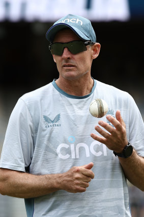 Mike Hussey with the England team as an assistant coach for the Twenty20 World Cup campaign in October.