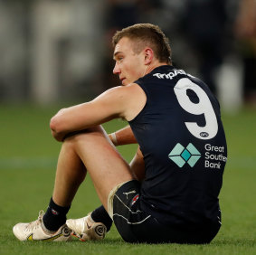 Patrick Cripps takes in the loss.