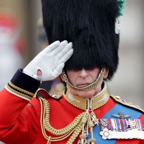 King Charles is seen leaving Buckingham Palace for Trooping the Colour.