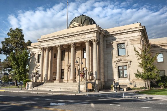 The Washoe County district court house in downtown Reno.