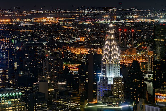 New York City’s Chrysler Building by night.