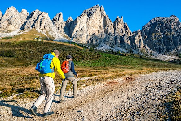 Hiking the Dolomites.