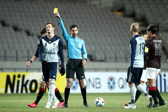 Victory's James Donachie sees yellow.