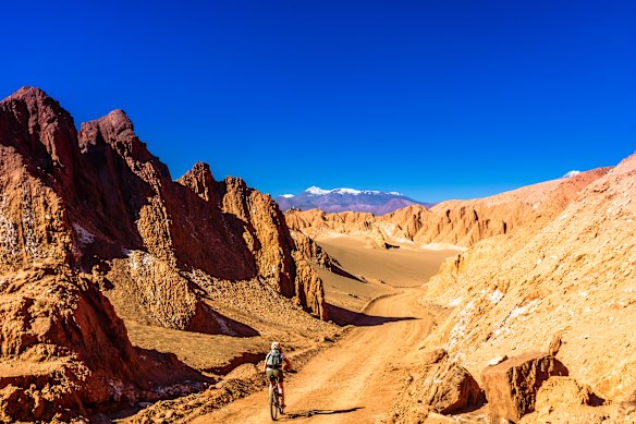 A Valle de la Luna cycling trail in San Pedro de Atacama, Chile.