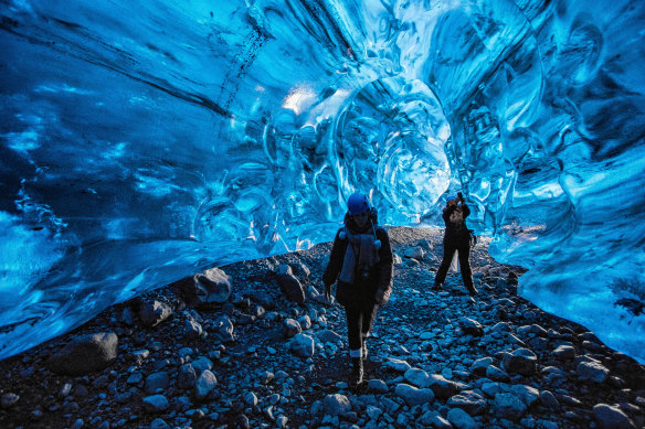 Inside Iceland’s Vatnajokull Glacier.