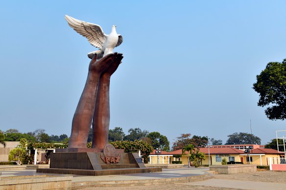 The Peace Monument, marking the end of the Angolan Civil war, in the city of Luena.