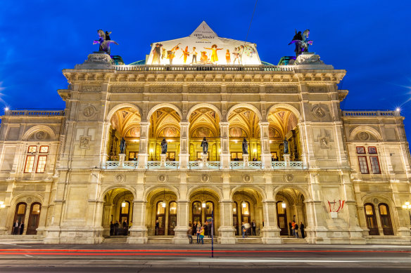 Ornate exterior of the Vienna State Opera.