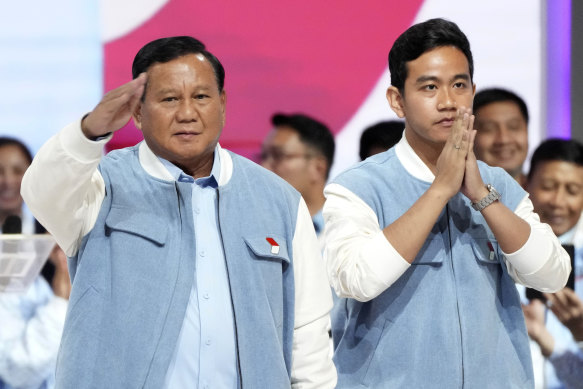 Presidential candidate Prabowo Subianto (left) and his running mate Gibran Rakabuming Raka, the eldest son ofoutgoing Indonesian President Joko Widodo, on the campaign trail.
