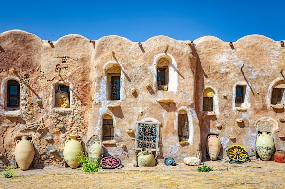 The village of Ksar Ouled Debbab  in  Tataouine, in southern Tunisia.