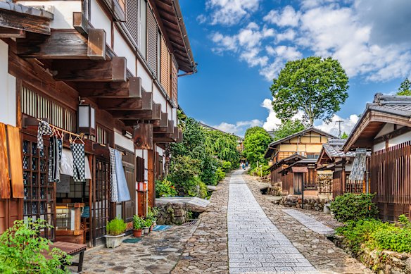 The historic post town of Magome-juku along the Nakasendo Trail.