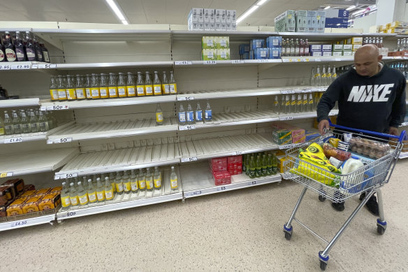 The freight crisis has led to shortages of basic goods on UK supermarket shelves. 