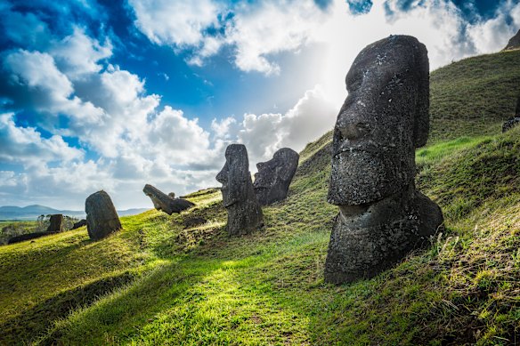 Moai statues at Rano Raraku, Easter Island.