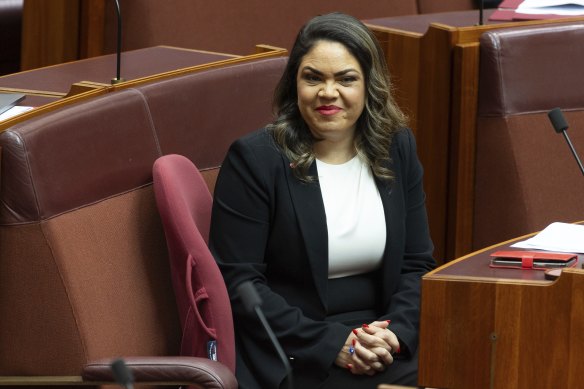 Shadow minister for Indigenous Australians Jacinta Nampijinpa Price in the Senate after the referendum defeat. 