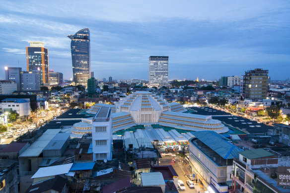 The art deco central market in Phnom Penh.
