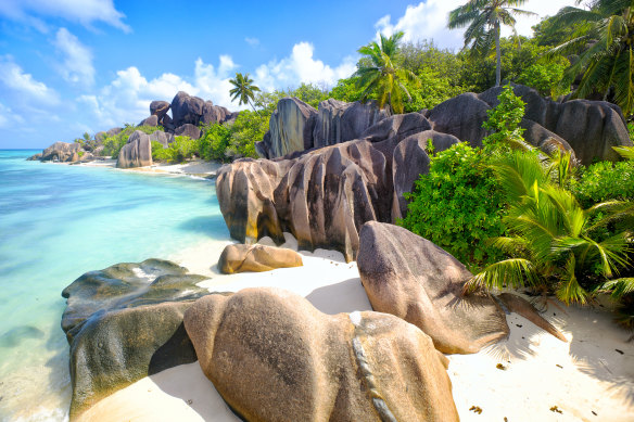 Anse Source d’Argent on La Digue Island in the Seychelles is the “world’s most photographed beach”.